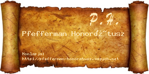Pfefferman Honorátusz névjegykártya